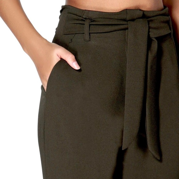 Boohoo Black Tie Ankle Belted Career Pants Size 6 - Picture 3 of 11